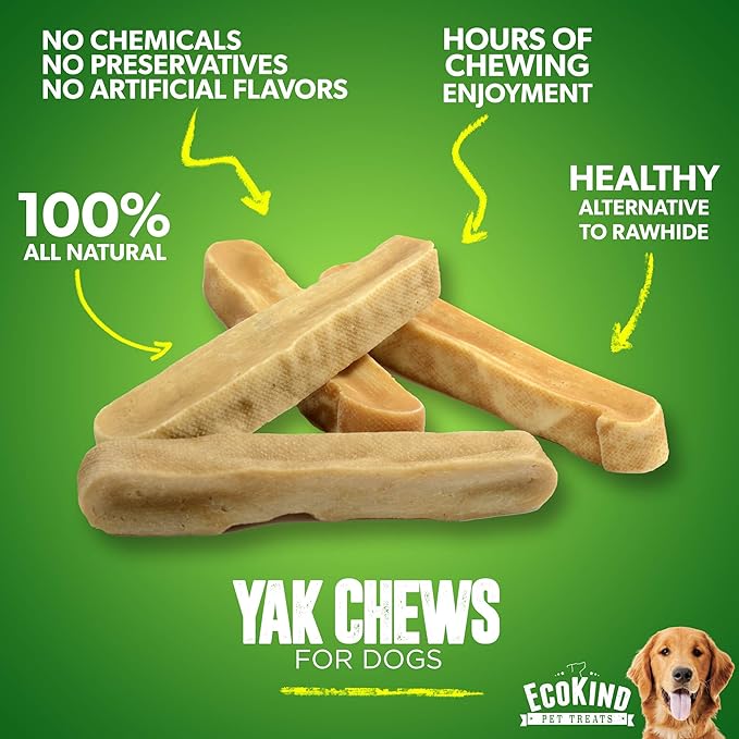 EcoKind Premium Gold Yak Cheese Himalayan Dog Chews, Dog Treats Large Breed, All Natural, High Protein, for Aggressive Chewers, Large - 3 Chews