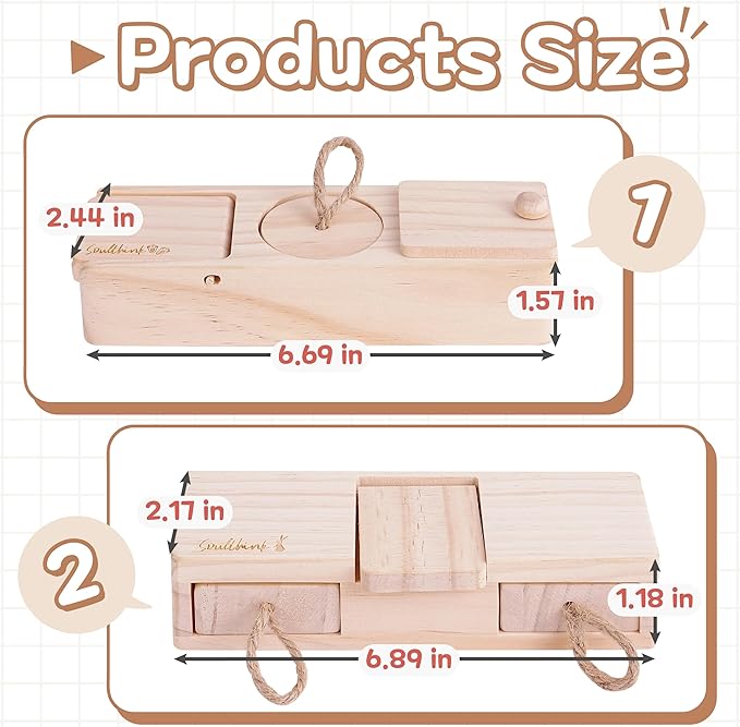 SoulThink® Interactive Wooden Pet Rabbit Toys - Sniff n' Snack Bunny Chew Toys for Rabbit Treats, Suited as Guinea Pig Toys, Hamster Toys for Boredom, Bunny Toys for Rabbits Keep Busy (2 Sets)