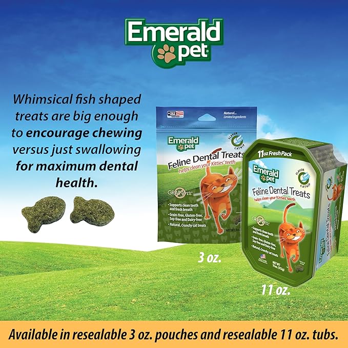Feline Dental Treats — Tasty and Crunchy Cat Dental Treats Grain Free — Natural Dental Treats to Clean Cat Teeth, Freshen Cat Breath, and Reduce Plaque and Tartar Buildup — Catnip Treats, 3 oz
