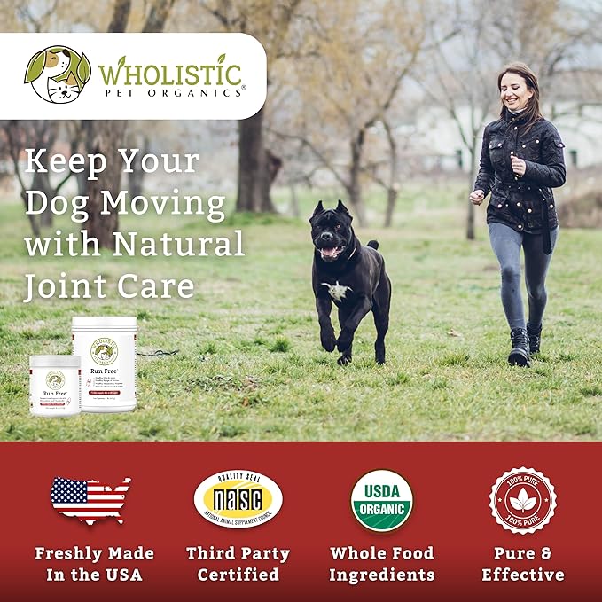 Wholistic Pet Organics Joint Supplement for Dogs - 1 Lb - Daily Dog Hip and Joint Supplement with Glucosamine Chondroitin & MSM to Support Mobility - All Breeds & Ages - Organic Glucosamine for Dogs