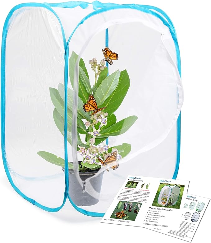 RESTCLOUD Insect and Butterfly Habitat Cage Terrarium Pop-up 24 Inches Tall