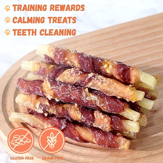 Triple Flavor Dog Treats, Chicken Duck Wrapped Cod Sticks, Rawhide-Free Grain-Free Soft Chewy Treats Natural Ingredients, Training Snacks for Small Medium Large Dogs, 15-17 Counts, 10.6 oz