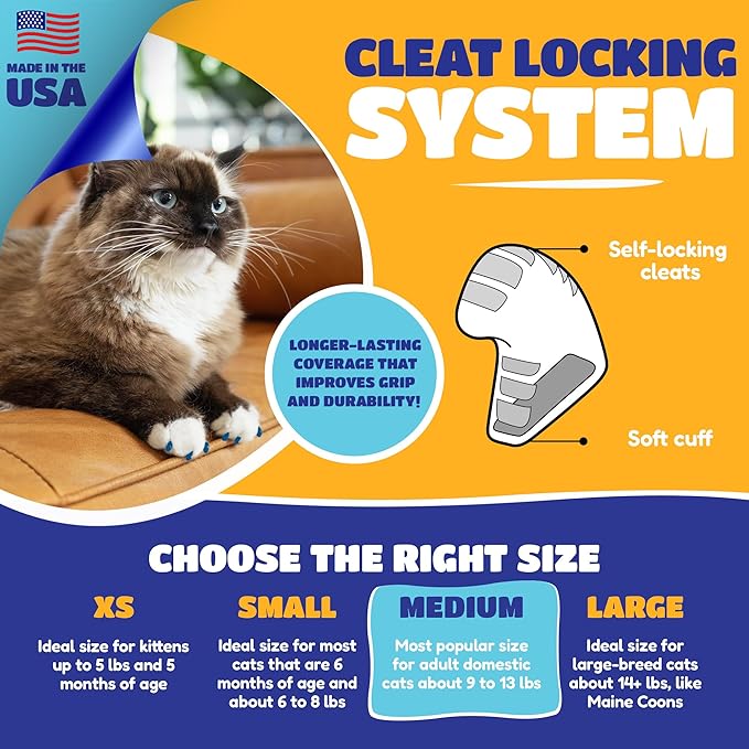 Soft Claws Cat Nail Caps for Large Cats – (40 Caps, The Games) - Made in USA - Veterinarian-Developed | Protects Furniture & Skin - Easy to Apply, Long-Lasting Anti-Scratch Soft Cat Claw Covers