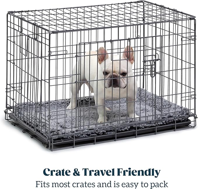 Stoutwool Indestructible Dog Bed - Fluffy Chew Proof Dog Crate Pad - Tough Kennel Pad for Aggressive Chewers - Washable, Ideal for Toy Breeds & Fits 18-Inch Crate - 17"x11", Charcoal