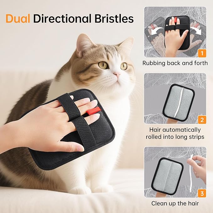 1 Pcs Static Pet Hair Removal Glove, Reusable Electrostatic Pet Cat Dog Hair Remover Grooming Gloves Brush Tool for Couch, Furniture, Carpet, Car Seat
