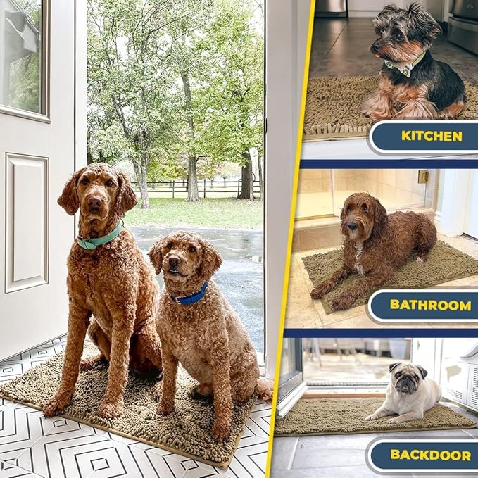 Muddy Mat® Shown on TV – Super Absorbent Door Mat Indoor, Microfiber Quick Dry Chenille Entryway Rug, Non-Slip Front Door Mat, Indoor Mats for Entryway, Machine Washable Pet Rug, Beige 24"x36"