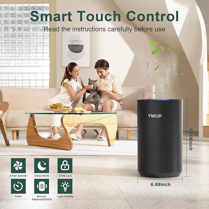Air Purifiers for Bedroom Home up to 800 ft², Vniup H14 True HEPA Room Air Purifiers for Bedroom, with Fragrance Function Sleep Mode& Light Mode Air Cleaner for Pet Dander Odor Dust Smoke