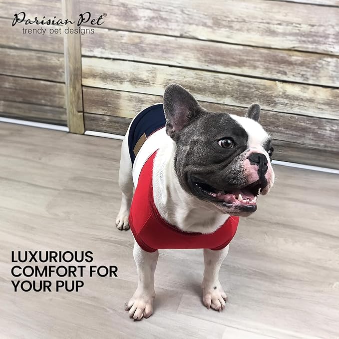 Parisian Pet Embroidered 'Worlds Champion' Dog Shirt - Lightweight Sleeveless Color Block Tee - Machine Washable for Small Dogs