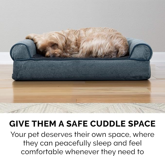 Furhaven Orthopedic Dog Bed for Large Dogs w/ Removable Bolsters & Washable Cover, For Dogs Up to 125 lbs - Sherpa & Chenille Sofa - Orion Blue, Jumbo Plus/XXL