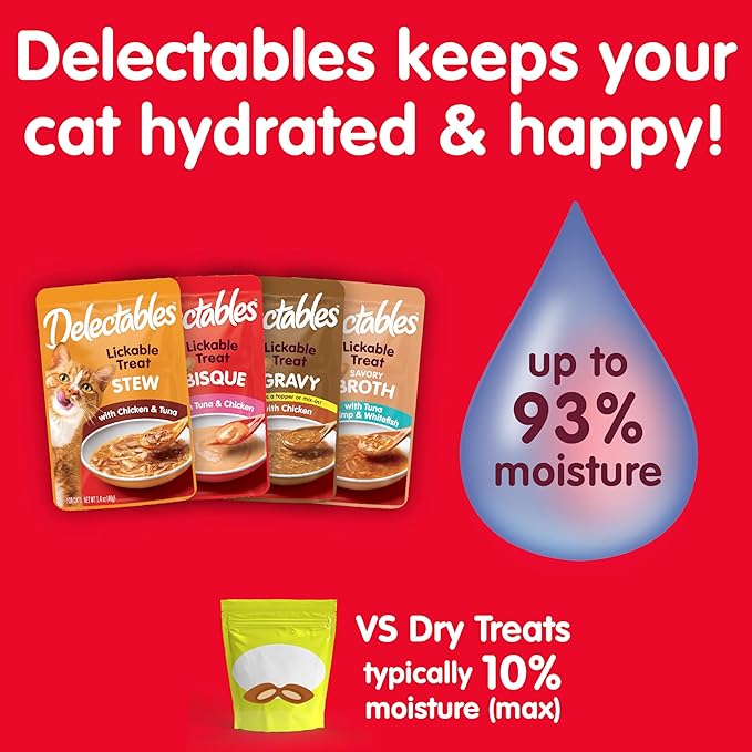 Hartz Delectables Non-Seafood Bisque Lickable We Cat Treats for Adults & Senior Cats, Chicken (Pack of 12)
