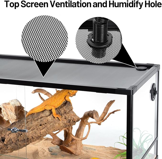 50 Gallon Reptile Tank, Glass Reptiles Terrarium 36" x 18" x 18", Sliding Door, Top Ventilation, Cable Pass, Humidify Hole, Glass Reptile Cage Habitat for Bearded Dragon, Lizard, Snake, Gecko