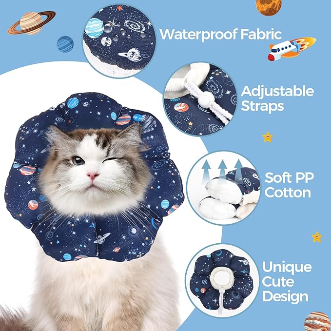 ComSaf Cat Cone Collar Soft, Protective Adjustable Cat Cones to Stop Licking After Surgery, Comfortable Lightweight Elizabethan Collar for Kitten Prevent from Licking Wounds, Not Block Vision
