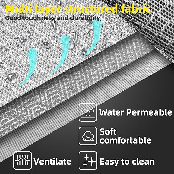Soft Mesh Elevated Pet Bed for Large Medium Dogs Outdoor Resting Cot with Water-Resistant, Air-Permeable, Cooling and Anti-Skid Portable Dog Bed, Up to 80 lbs,33.3" L x 25.2" W x 6.9" H, Gray