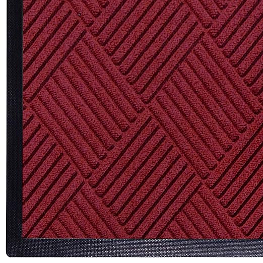 WaterHog Diamond | Commercial-Grade Entrance Mat with Rubber Border – Indoor/Outdoor, Quick Drying, Stain Resistant Door Mat (Red/Black, 4' x 6')