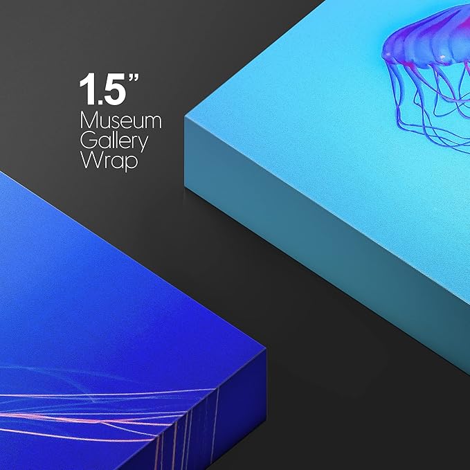 wall26 Canvas Print Wall Art Vibrant Neon Blue Pink Jellyfish Deep Sea Nature Animals Photography Realism Rustic Scenic Landscape Wilderness Earth Colorful for Living Room, Bedroom, Office - 16"x24"