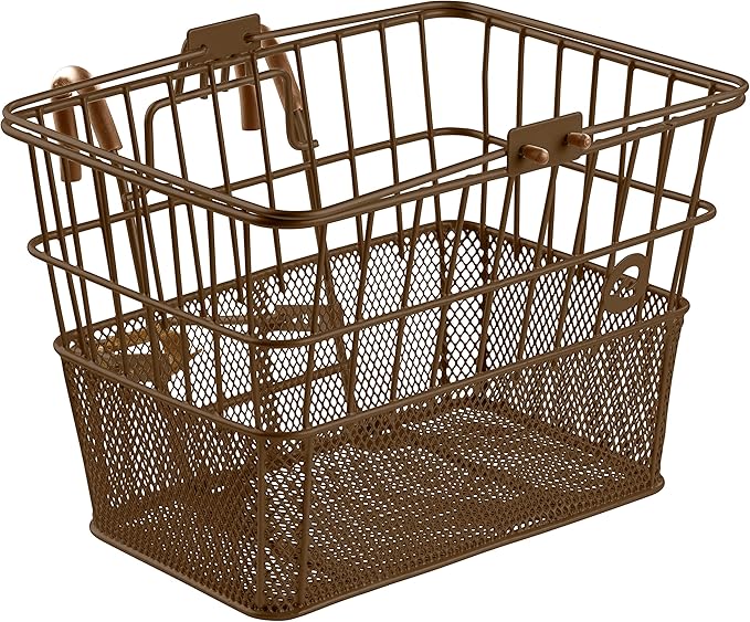 Retrospec Apollo Detachable Front Bike Basket Steel Half-Mesh with Integrated Detachable Hooks and Built-In Handle, Easy Assembly and Portability for Bicycles
