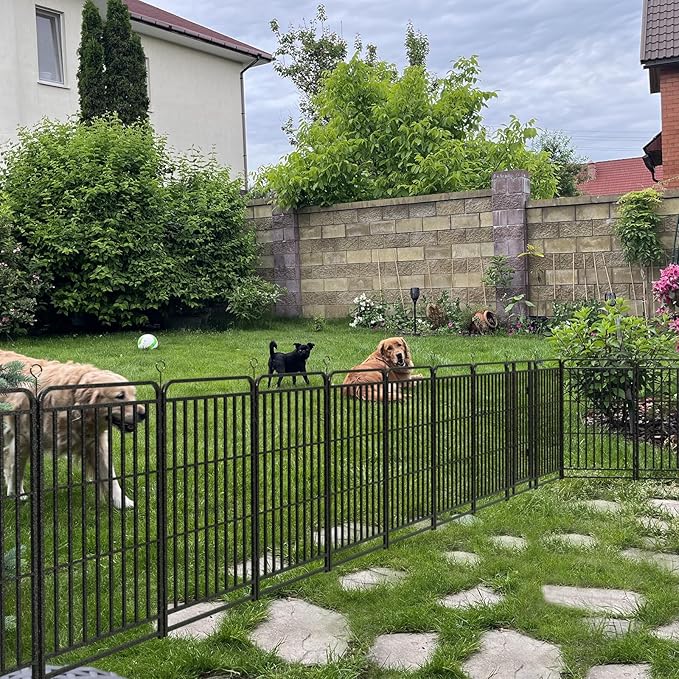 Dog Playpen Outdoor 24 Panels Heavy Duty Dog Fence 47" Height with Thick Pipe Anti-Rust with Doors Portable for RV Camping Yard, Total 54FT, 227 Sq.ft, Snowy Black