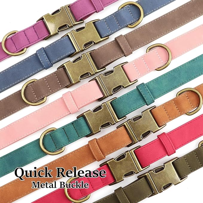 Didog Soft PU Leather Dog Collar, Stylish Quick Released Dog Collars for Small Dogs, Easy Clean Adjustable Pet Collar for Daily Walking, Light Brown, S Fit 10-16" Neck