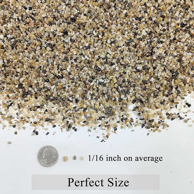 2 lbs Aquarium Sand. 1/16 Inch Coarse Pea Gravel for Fish Tank Substrate, Terrariums, Vase, Plant, Soil Cover and Outdoor Landscaping Small River Stones