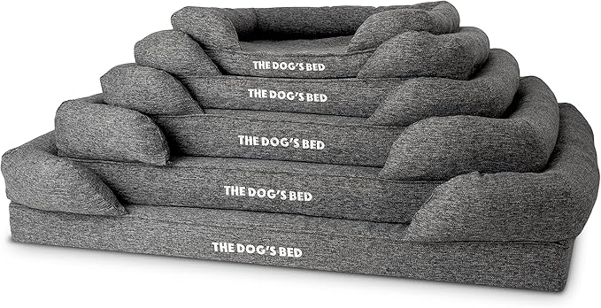 The Dog’s Bed, XL Grey Poly-Linen 43.5x34, Memory Foam, Pain Relief: Arthritis, Hip & Elbow Dysplasia, Post Surgery, Lameness, Supportive, Calming, Waterproof Washable Cover, Veterinary Approved