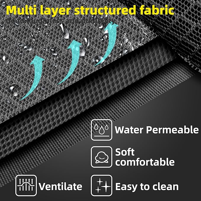 Soft Mesh Elevated Pet Bed for Large Medium Dogs Outdoor Resting Cot with Water-Resistant, Air-Permeable, Cooling and Anti-Skid Portable Dog Bed, Up to 60 lbs, 23.3“L x 17.6" W x 6.9" H, Black
