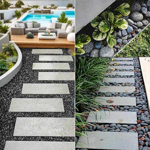 5 lbs Mexican Beach Pebbles, 0.4-1 Inch Natural River Rocks for Indoor Plants Vase Fish Tank Aquarium Fountain, Decorative Stone for Landscaping Garden Paving Walkways Backyard, Grey