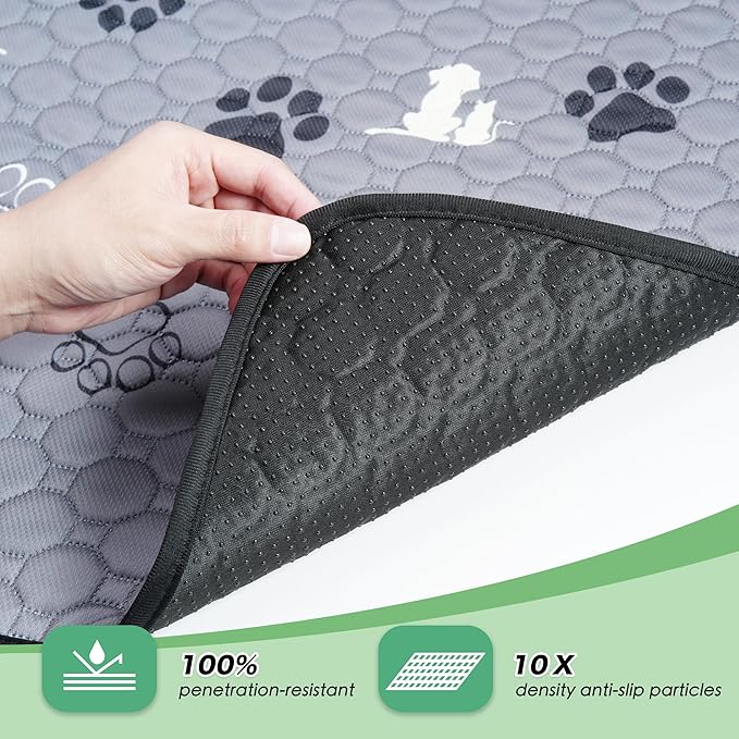 Washable Pee Pads for Dogs, 2 Pack Absorbent Reusable Training Dog Pads Pet Puppy Pads, Non-Slip Potty Pads for Whelping, Playpen, Crate, Bed, Grey 36"x41"