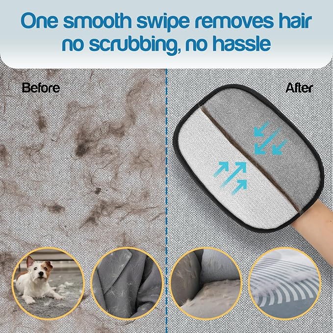 Pet Hair Removal for Dogs & Cats,Upgraded Thickened 5-Finger Design, Reusable Electrostatic Pet Hair Remover Glove, Quickly Lifts Pet Hair from Laundry,Sofas,Beds, Carpets, 1PCS