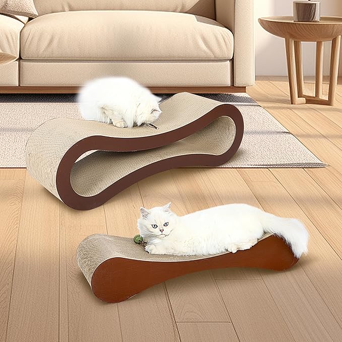2 in 1 Cat Scratcher Cardboard, Cat Scratching Board Furniture Protector, Cat Scratching Post, Cat Beds for Indoor Cats, Infinity Shape, X-Large