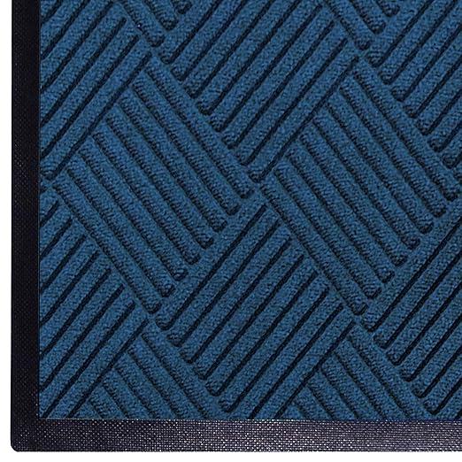 WaterHog Diamond | Commercial-Grade Entrance Mat with Rubber Border – Indoor/Outdoor, Quick Drying, Stain Resistant Door Mat (Navy, 3' x 6')