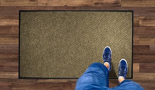 WaterHog Diamond | Commercial-Grade Entrance Mat with Rubber Border – Indoor/Outdoor, Quick Drying, Stain Resistant Door Mat (Camel, 3' x 10')