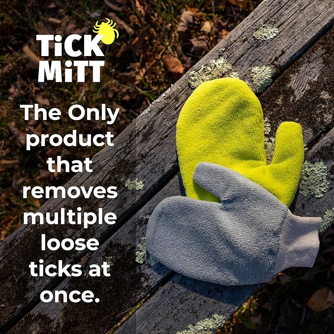 Yellow Tick Removal Glove for Humans & Pets - Safely Remove Ticks Effortlessly, Chemical-Free, Durable, Portable Tick Management Tool for Outdoor Adventures & Everyday Use