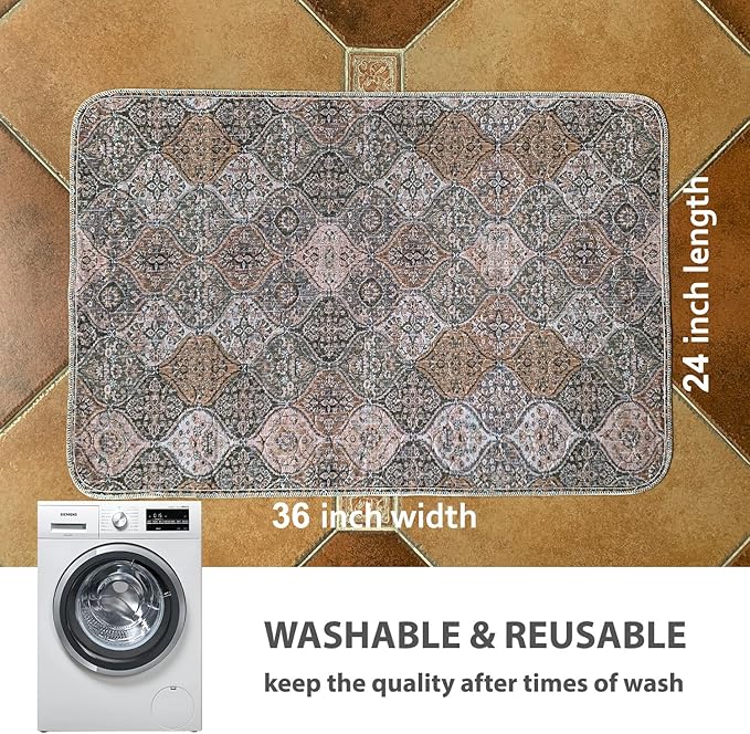 nunubaby Washable Pee Pads for Dogs, Stylish, Non-Slip and Leak-Proof Pee Pads. Reusable Potty Pads for Dogs for Crates and Floors.(Brown/Multi, 24" x36")