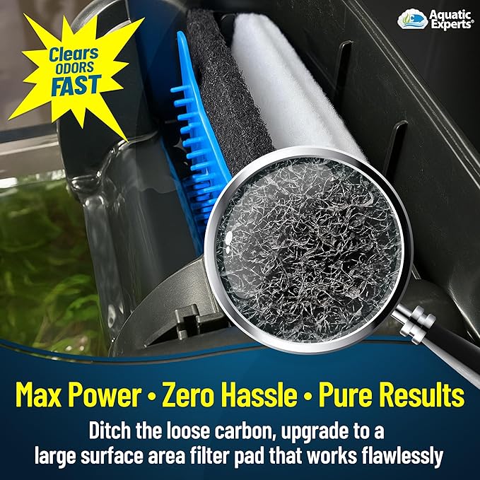Aquarium Carbon Pad - Cut to Fit Carbon Infused Filter Pad Media for Crystal Clear Fish Tank and Ponds (10.5 Inch Width, 72 Inch Long)
