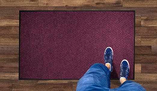 WaterHog Diamond-Pattern Commercial Grade Entrance Mat, Indoor/Outdoor Floor Mat 3' Length x 2' Width, Bordeaux by M+A Matting