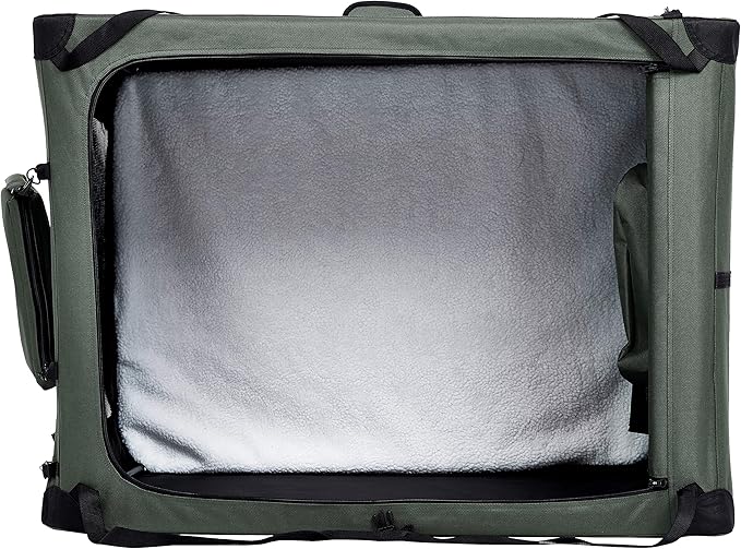 Amazon Basics Folding Portable Soft Pet Dog Crate Carrier Kennel, 42 x 31 x 31 inches, Grey