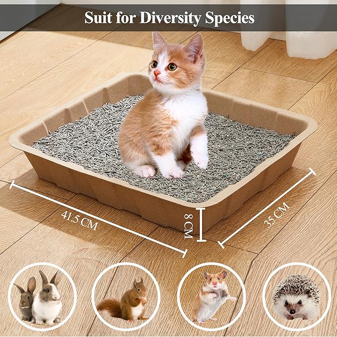 Vealind Disposable Cat Litter Boxes, Cardboard Cats Litter Tray Cat Travel Toilet Litter Pan Liners Cats and Small Animals Leakproof Litter Box (5 Pack)
