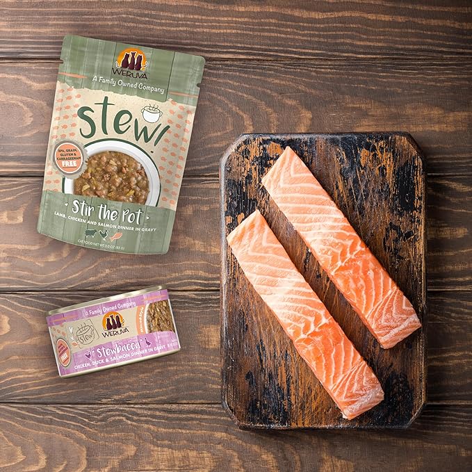 Weruva Classic Cat Stews, Stick A Spork in It with Duck & Salmon in Gravy, 3oz Pouch (Pack of 12)