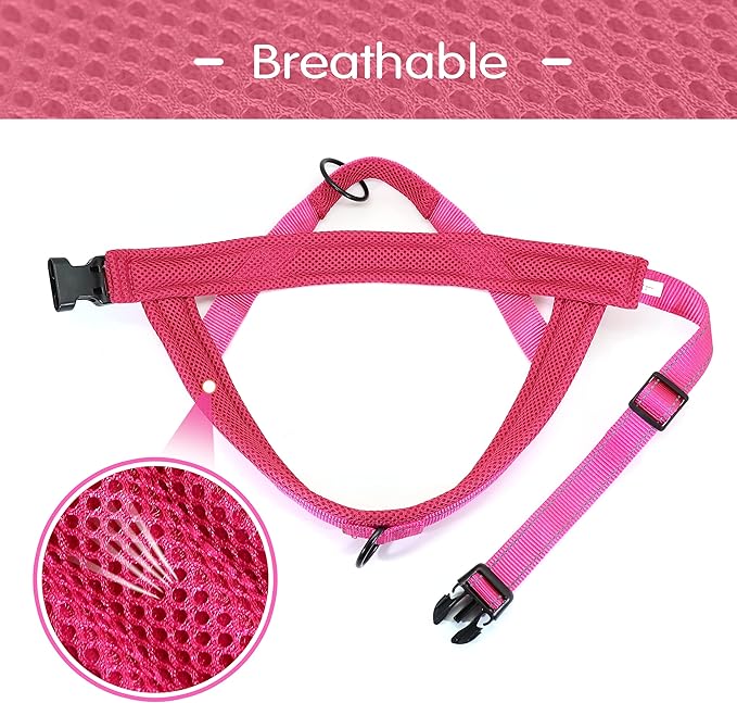 Didog No Pull Dog Harness with Soft Mesh Padded,Reflective & Quick Fit Light Weight Dog Strap Vest Harness,Easy for Walking Training (L:Chest 26-32", Mesh-Hot Pink)