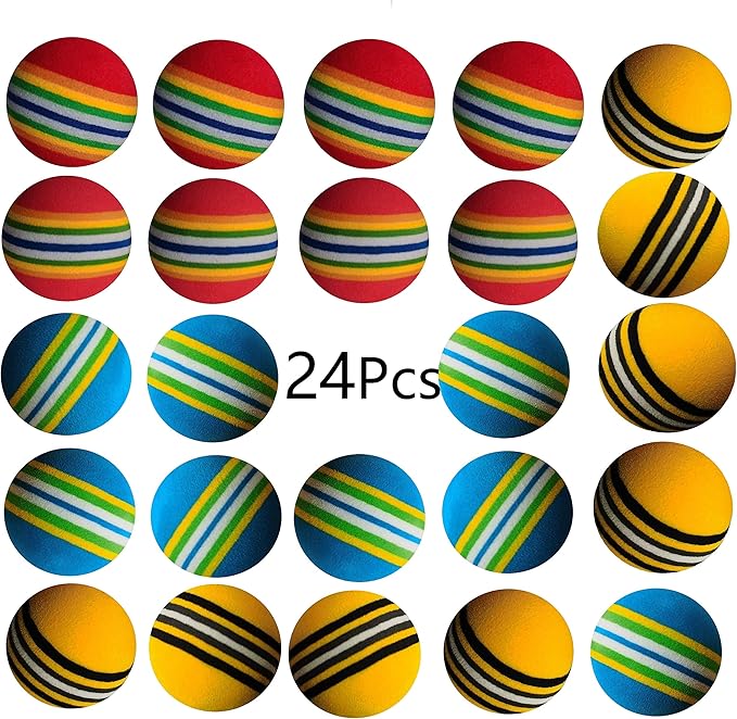 24 Pcs Colorful Soft Foam Rainbow Play Balls for Pet Dog and Cat (42cm) Ethylene Vinyl Acetate