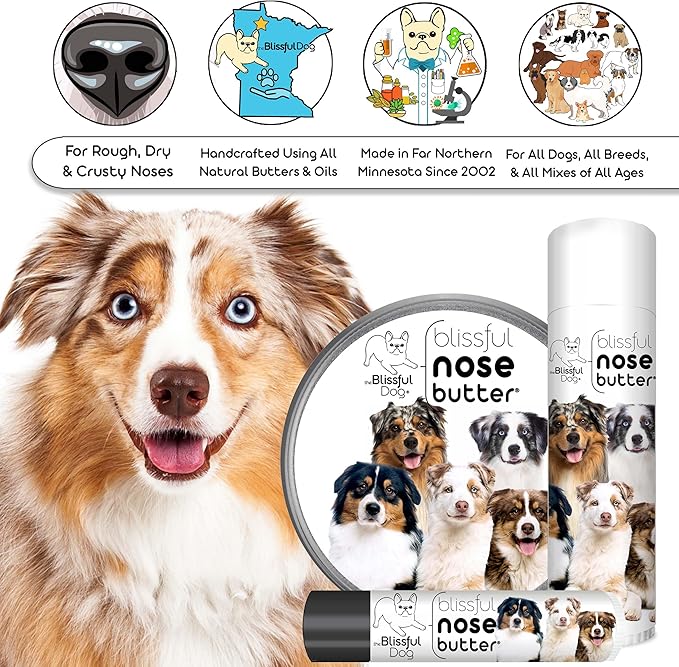 The Blissful Dog Australian Shepherd Unscented Nose Butter - Dog Nose Butter, 4 Ounce