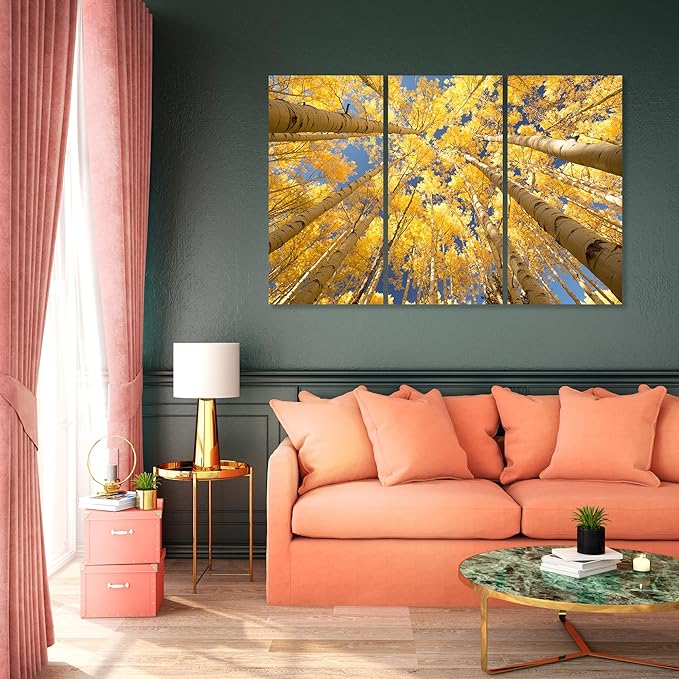 Nature Wall Art Prints - Ocean Forest Mountain Lake Canvas Landscapes - Small to Extra Large Living Room Bedroom Kitchen Bathroom Décor (Reaching for the Sky, 55L" x 83W"- 3 Panels)