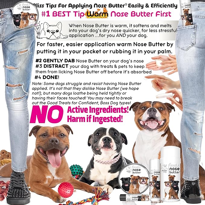 The Blissful Dog Staffordshire Pitbull Terrier Unscented Nose Butter - Dog Nose Butter, 0.15 Ounce