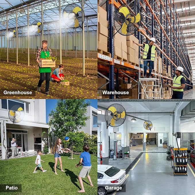 9600 CFM 30" Outdoor Wall Mount Misting Fans, High Velocity 3-Speed Waterproof Professional Oscillating Wall Fan, Heavy Duty Industrial Fan for Commercial, Garage, Warehouse, UL Listed