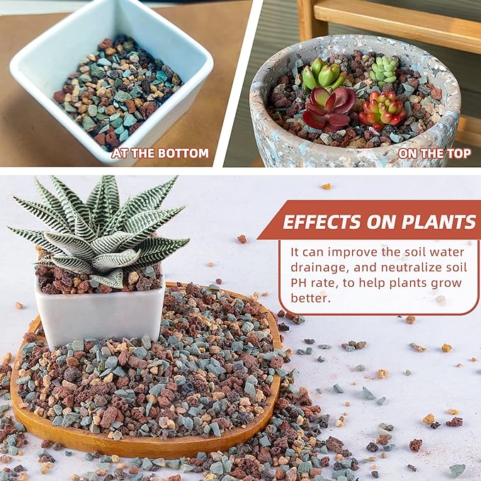 2.4lb Mix Horticultural Lava Rock Pebbles Pumice Potting Soil Amendment Succulent Cactus Bonsai Gritty Rock Decorative Gravel Plant Drainage Volcanic Rock for Aquarium Fairy Gardening Top Dressing