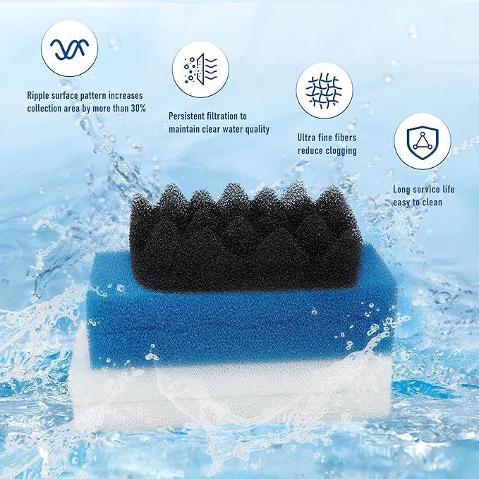 10Pcs Bio Foam Value Pack for Fluval 106/107 Aquarium Filter Media