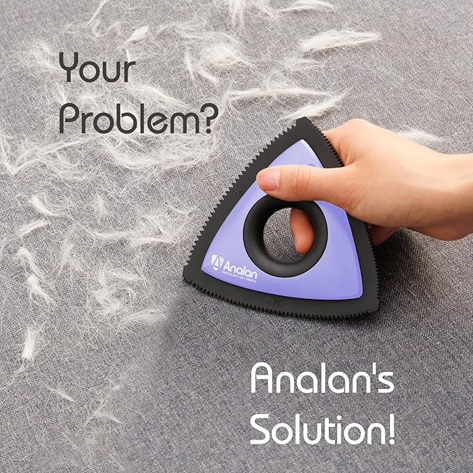 Analan Mini Pet Hair Remover for Car Detailing Supplies, Carpet Dog Hair Remover for Car Interior, Triangle Dog Hair Remover for Auto Detailing, Couch, Furniture, Lint, Carpet(Purple)