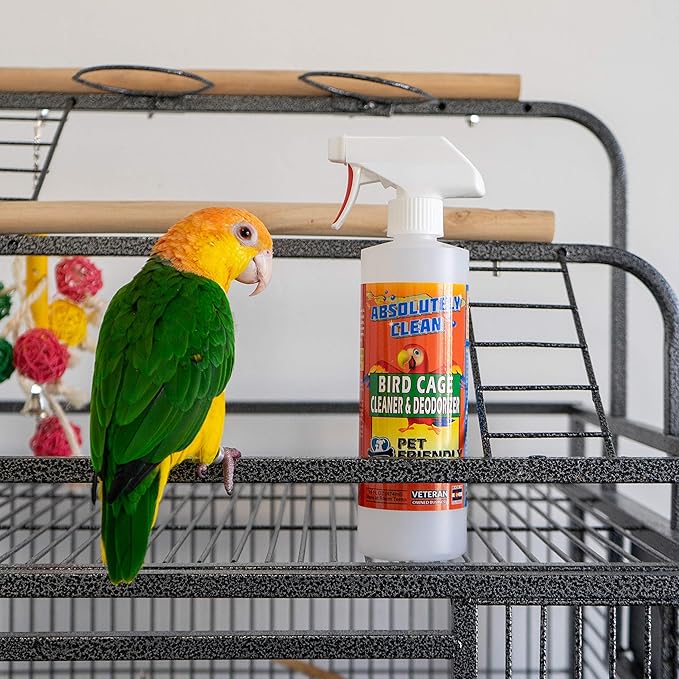 Absolutely Clean Amazing Bird Cage Cleaner and Deodorizer - Just Spray/Wipe - Safely & Easily Removes Bird Messes Quickly and Easily - Made in The US - Fragrance Free - 16oz (Pack of 2)