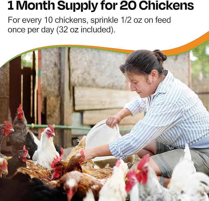 SeaBuck 7 Chicken & Bird Supplement with Sea Buckthorn to Improve Egg Quality (1-Month Supply for 20 Chickens) – Earlier Laying, Egg Production Booster & Higher Quality Eggs