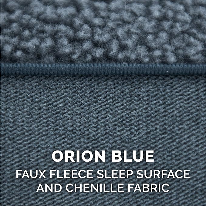 Furhaven Pillow Dog Bed for Medium/Small Dogs w/ Removable Bolsters & Washable Cover - Sherpa & Chenille Sofa - Orion Blue, Medium